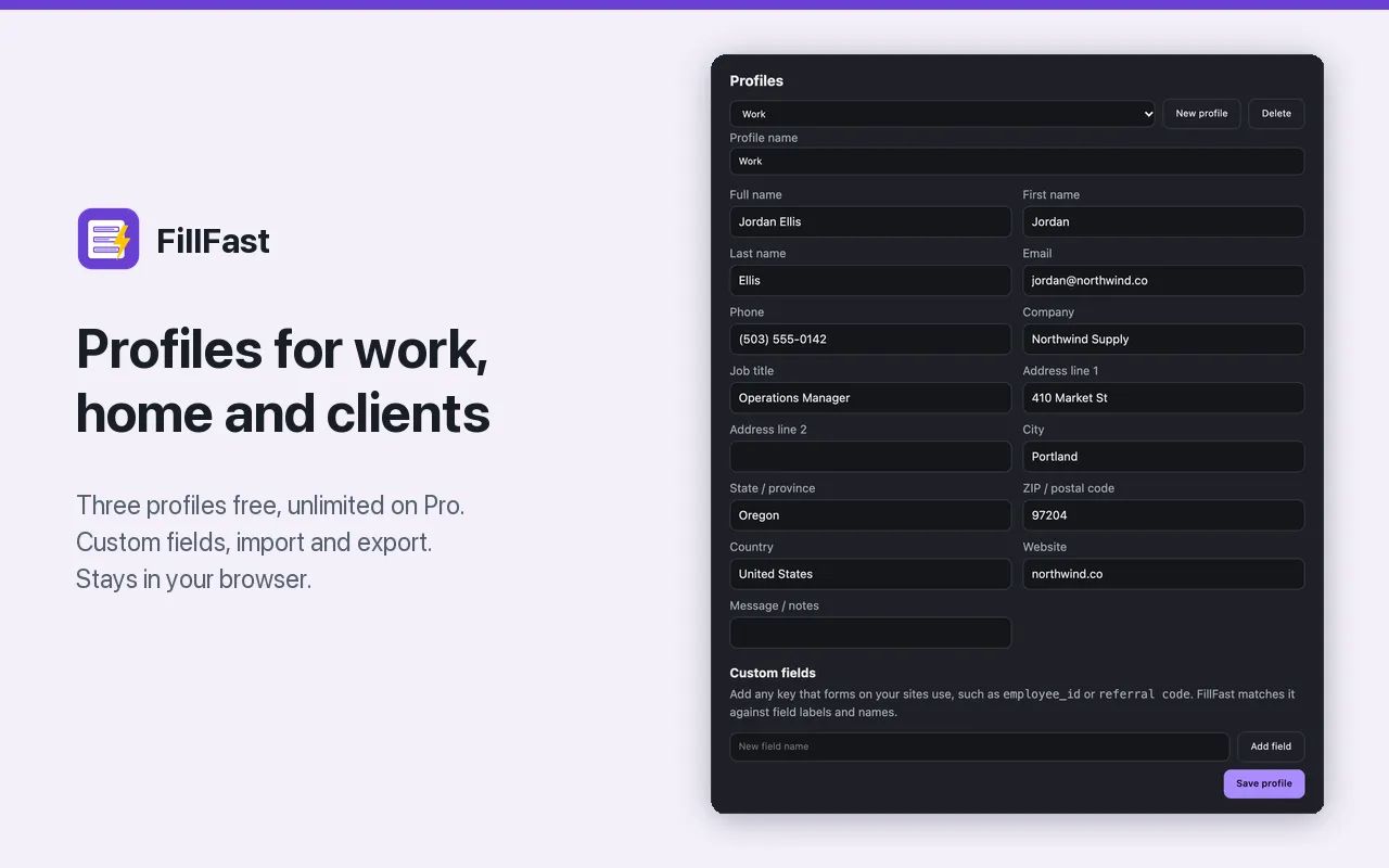 Profiles for work, home and clients